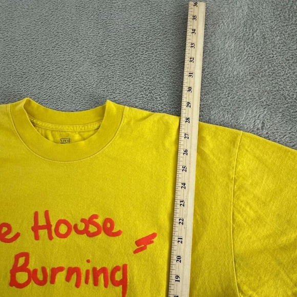 TDE Yellow "The House Is Burning" T-Shirt L 100% Cotton Made In USA 4874 - Picture 5 of 8